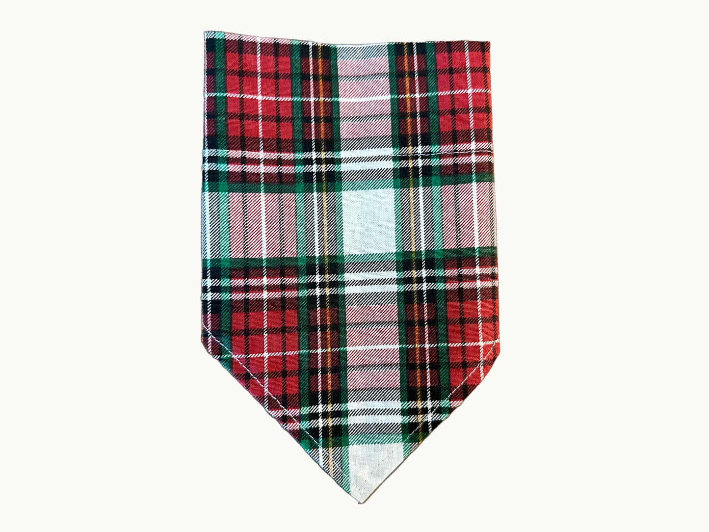 Plaid | White, Red + Green | Bandana
