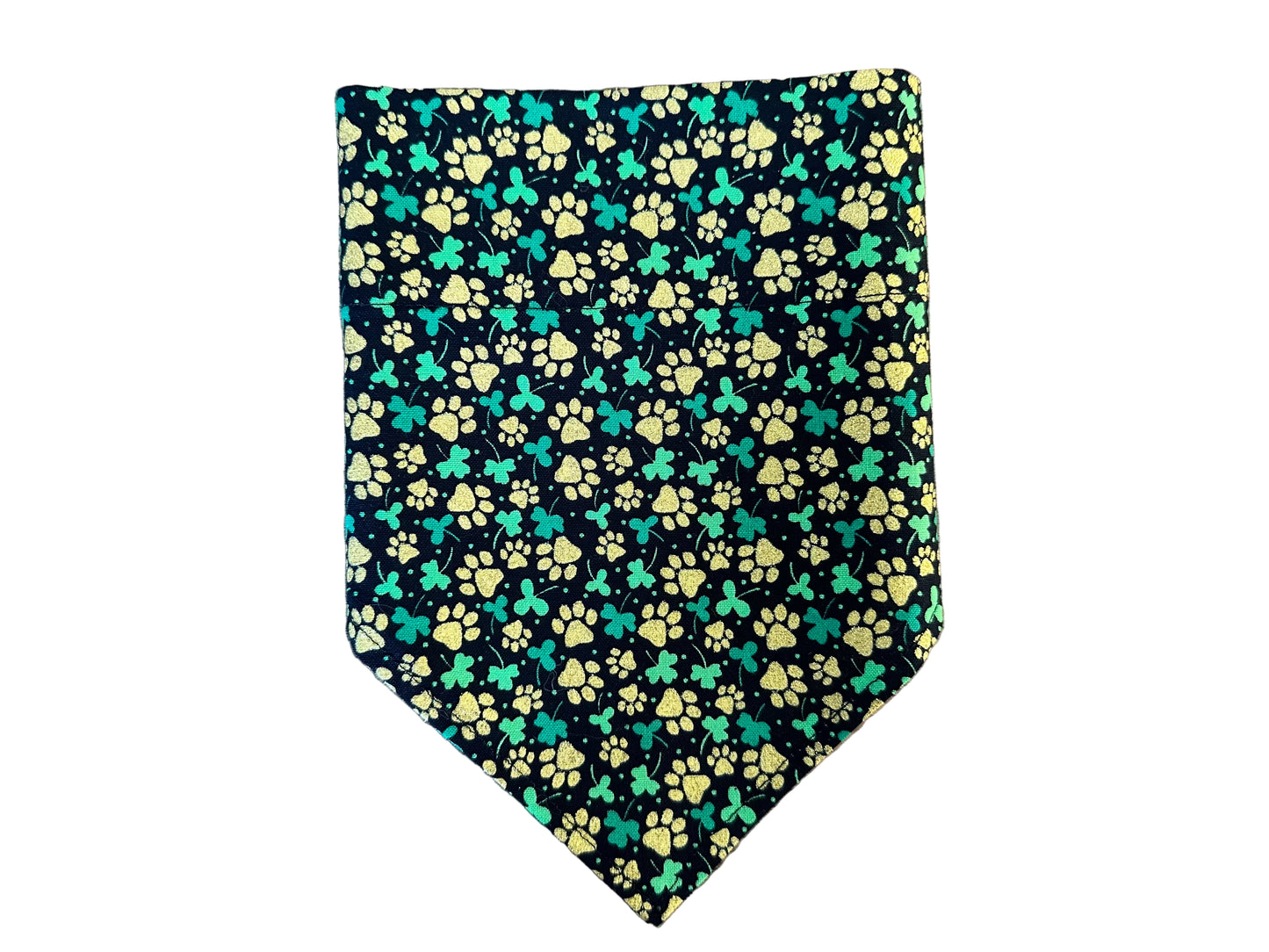 Gold Paw Prints + Clovers | Bandana