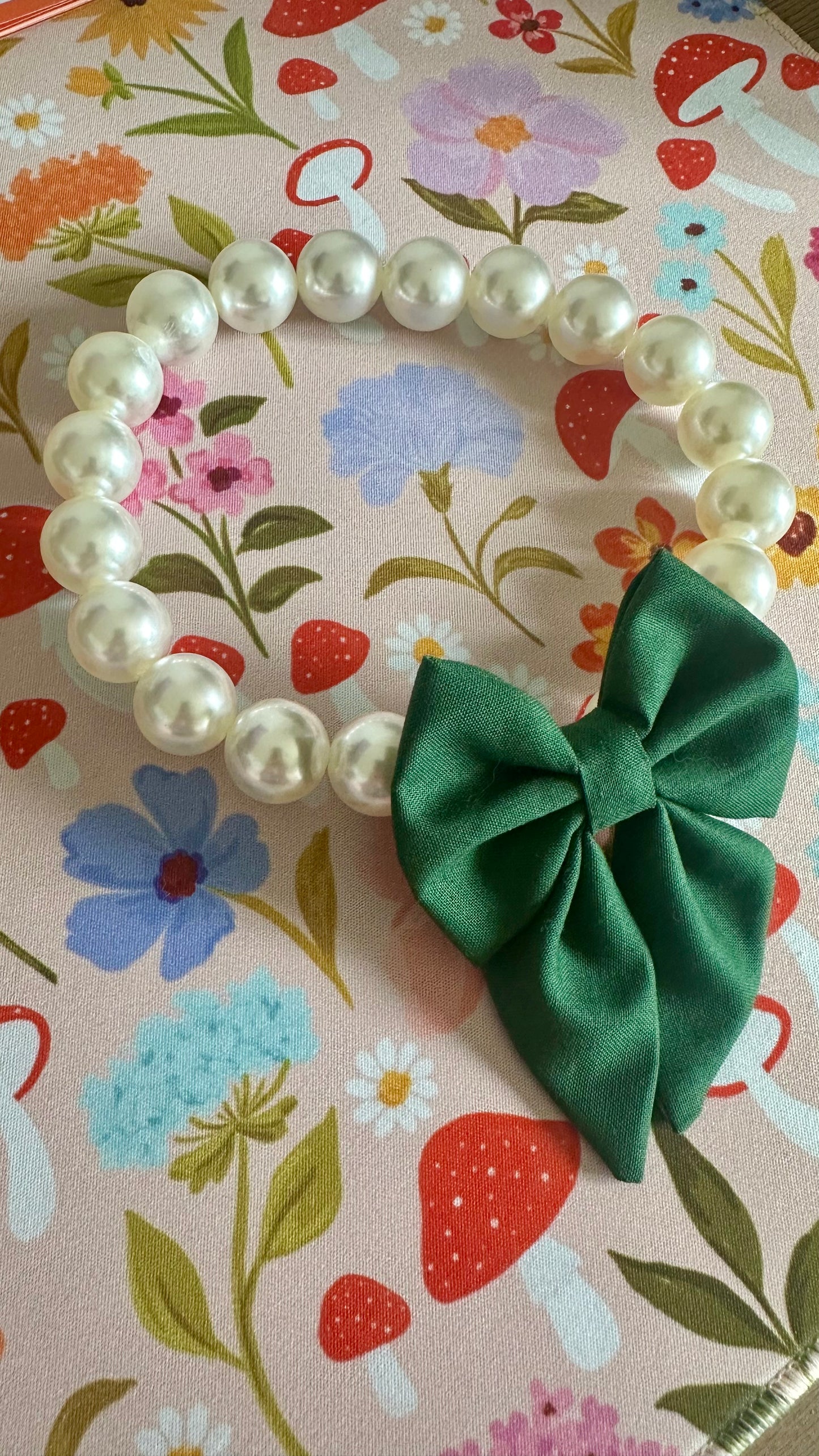Pet Pearl + Bow Necklace