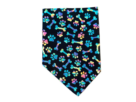 Paw Prints + Bones | Pastel Tie Dye | Bandana