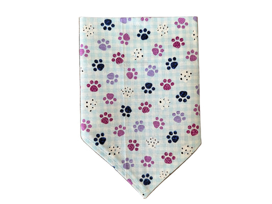 Paw Prints | Blue Gingham | Bandana