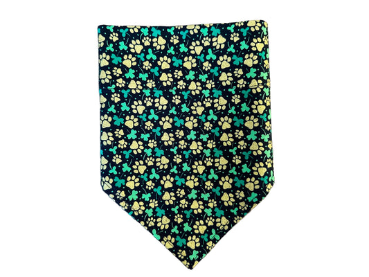 Gold Paw Prints + Clovers | Bandana