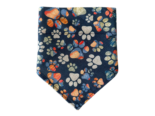 Paw Prints | Peach + Blue | Bandana