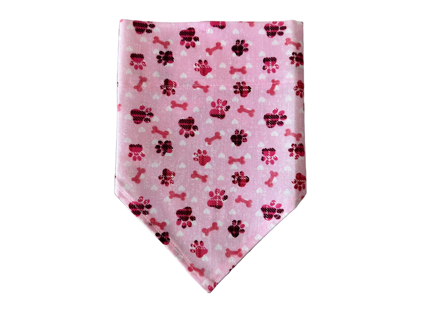Paw Prints + Bones | Pink Plaid | Bandana