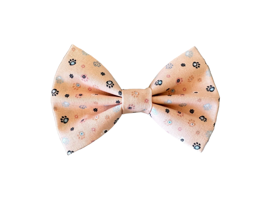 Mini Paw Prints | Peach | Bow Tie