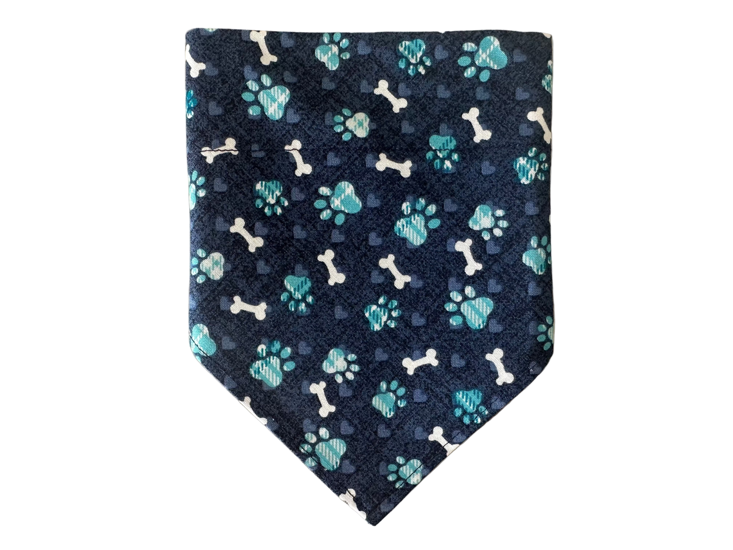 Paw Prints + Bones | Blue Plaid | Bandana