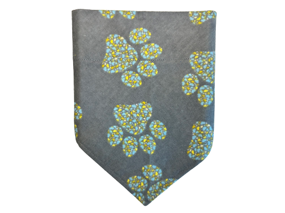 Geometric Paw Prints | Grey | Bandana