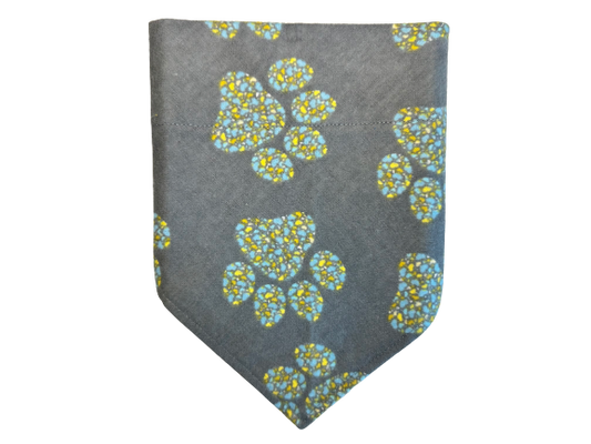 Geometric Paw Prints | Grey | Bandana